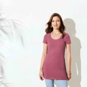 تیشرت بلند زنانه اسمارا 381428 ESMARA شرابی روشن