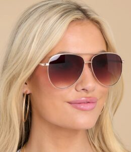 عینک آفتابی خلبانی زنانه UV400 با دسته طرح دار