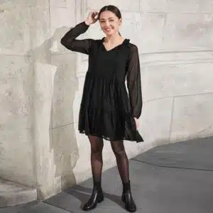پیراهن مجلسی حریر مشکی آستین بلند زنانه برند اسمارا اصل آلمان 391248 ESMARA