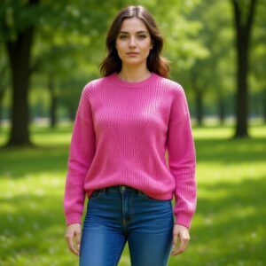 بلوز بافت زنانه اسمارا شیک رنگ صورتی 379687 ESMARA