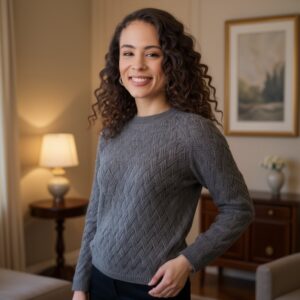 پلیور زنانه اسمارا بافت شیک رنگ طوسی 2-379687 ESMARA