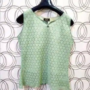 شومیز تاپ گیپور دانتل زنانه آستردار سبز پاستلی 3-8031 SIS