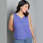 شومیز تاپ گیپور دانتل زنانه آستردار رنگ وایولت 1-8031 SIS