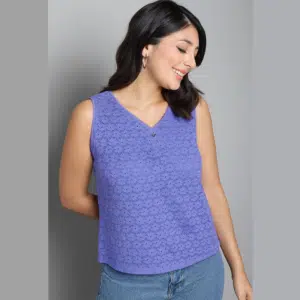 شومیز تاپ گیپور دانتل زنانه آستردار رنگ وایولت 1-8031 SIS