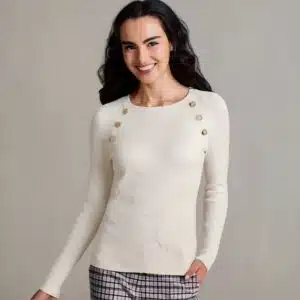 بلوز بافت ظریف زنانه اسمارا آلمانی رنگ سفید 428990 ESMARA