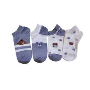 جوراب دخترانه تم تدی ساق کوتاه پک 4 عددی Merchmonde BlueBear 111422