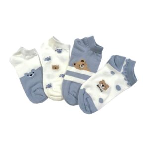 جوراب دخترانه تم تدی ساق کوتاه پک 4 عددی Merchmonde BlueBear 111422