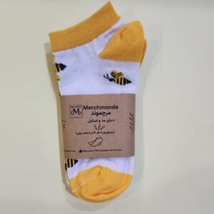 جوراب تا به تا زنبوری ساق کوتاه پک 2 جفتی Merchmonde BeeMix 111202