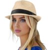 کلاه فدورا حصیری زنانه برند سیکس تحت لیسانس آلمان 138928 SIX