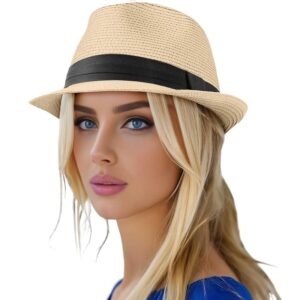 کلاه فدورا حصیری زنانه برند سیکس تحت لیسانس آلمان 138928 SIX