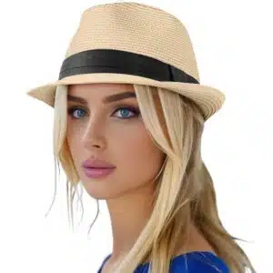 کلاه فدورا حصیری زنانه برند سیکس تحت لیسانس آلمان 138928 SIX