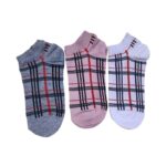 جوراب اسپرت ساق کوتاه چهارخانه پک 3 جفتی Merchmonde SoftGrid 111304