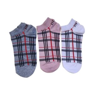 جوراب اسپرت ساق کوتاه چهارخانه پک 3 جفتی Merchmonde SoftGrid 111304