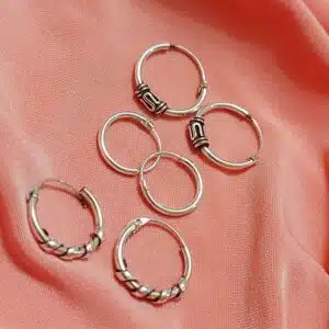 گوشواره نقره زنانه حلقه ای ظریف برند آی ام تحت لیسانس آلمان پک 3 جفتی 081689 I am