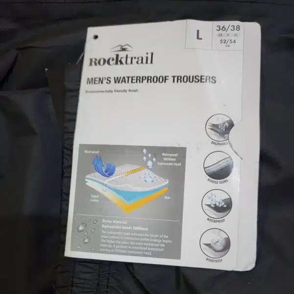 شلوار بارانی مردانه راک تریل آلمانی مشکی 418397 ROCKTRAIL