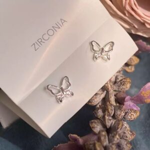 گوشواره نقره پروانه ای نگین زیرکنیا برند آی ام تحت لیسانس آلمان 025317 I am