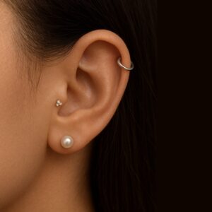 ست پیرسینگ و گوشواره نقره پک 3تایی ظریف برند آی ام 055734 I am