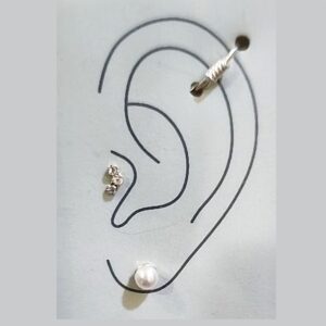 ست پیرسینگ و گوشواره نقره پک 3تایی ظریف برند آی ام 055734 I am