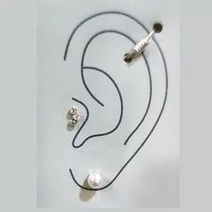 ست پیرسینگ و گوشواره نقره پک 3تایی ظریف برند آی ام 055734 I am