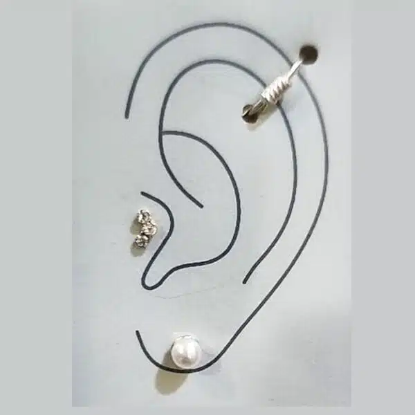 ست پیرسینگ و گوشواره نقره پک 3تایی ظریف برند آی ام 055734 I am