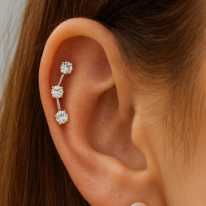 پیرسینگ گوش گوشواره میخی نقره برند آی ام تحت لیسانس آلمان 072731 I am