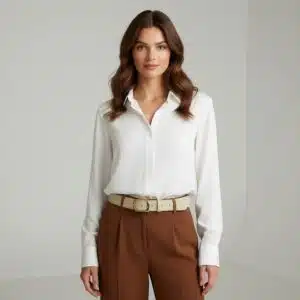 کمربند چرم بوفالو اصل زنانه برند آپ تو فشن آلمان رنگ کرم 2-834979 Up2Fashion