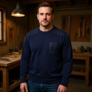 بافت و پلیور مردانه برند پارکساید آلمانی یقه گرد سرمه ای 2-390353 Parkside