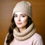 ست کلاه و شال گردن زنانه بافت گندمی برند اکسسورایز رنگ ایوری Accessories 116040
