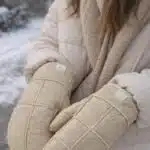 دستکش چرم زنانه شیک توکرکی برند سانسیبار آلمان رنگ بژ 458533 SANSIBAR
