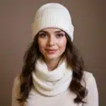 ست کلاه و شال رینگی بلند بافت برند اکسسورایز رنگ سفیدشیری Accessories 880824