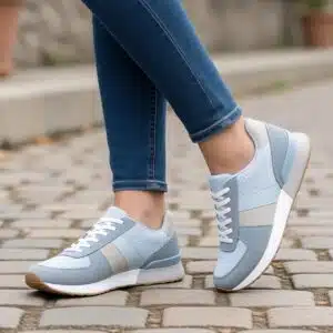 کفش کتانی زنانه اورجینال برند اسمارا آلمان آبی پاستلی 2-408917 Esmara