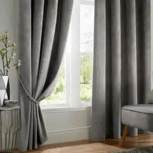 پرده پانچ آماده مخمل شیک برند مرادیسو آلمانی پک 2 عددی رنگ طوسی نقره ای 316649 Meradiso