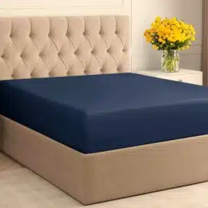 ملحفه کشدار تشک یک نفره فلانل نخ پنبه لطیف برند دورمیا اصل آلمانی سرمه ای 856111 Dormia