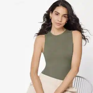 بادی زنانه بدون آستین شیک برند اسمارا آلمانی سبز زیتونی 493244 ESMARA