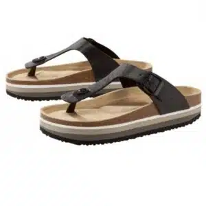 صندل زنانه لاانگشتی لژدار ارگونومیک اسمارا مدل Natural Walk چرم مشکی 2-381570 Esmara