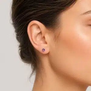 گوشواره نقره اصل با سنگ آمتیست برند آی ام تحت لیسانس آلمان 055568 I AM