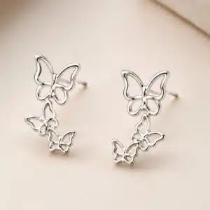 گوشواره نقره میخی پروانه ای برند آی ام تحت لیسانس آلمان 025489 I AM