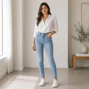 شلوار جین زنانه آبی یخی سوپر اسکینی فیت برند اسمارا اصل آلمانی 472915 ESMARA