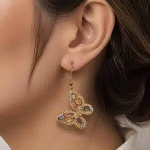 گوشواره زنانه طرح پروانه مالتی کالر برند آی ام تحت لیسانس آلمان 013103 I AM