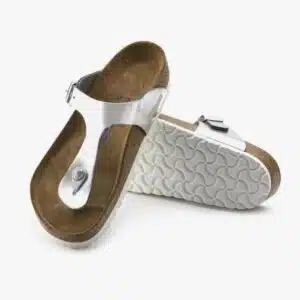 صندل زنانه لاانگشتی لژدار ارگونومیک اسمارا مدل Natural Walk چرم نقره ای 2-406139 Esmara