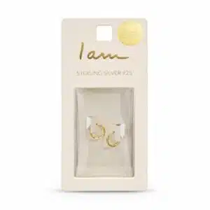 گوشواره نقره آبکاری طلا (gold-plated) حلقه کوچک ظریف برند اصل آی ام تحت لیسانس آلمان 005821 I AM