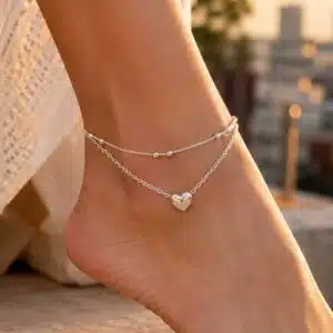 پابند زنانه زنجیر نقره ای و قلب آویز دولاین برند اکسسورایز تحت لیسانس آلمان 245449 Accessories