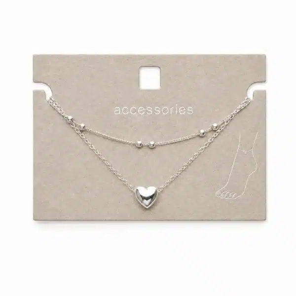 پابند زنانه زنجیر نقره ای و قلب آویز دولاین برند اکسسورایز تحت لیسانس آلمان 245449 Accessories