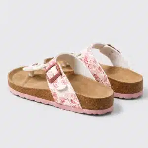 صندل زنانه لاانگشتی لژدار ارگونومیک اسمارا مدل Natural Walk چرم صورتی طرحدار 381565 Esmara