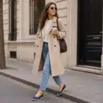 کفش راحتی زنانه شیک برند اویاندا چرم PU مدل بالرین سرمه ای 2-416944 Oyanda