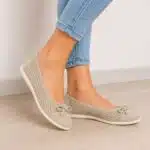 کفش راحتی زنانه شیک برند اویاندا چرم PU مدل بالرین 416944 Oyanda