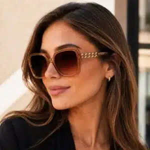 عینک آفتابی زنانه دسته کارتیر فریم شفاف شامپاینی برند اکسسورایز سفارش آلمان Accessories 541-670