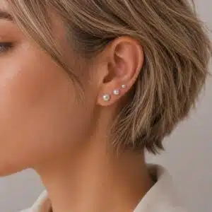 گوشواره میخی نگین زیرکنیا و مروارید پک 5جفتی برند آی ام تحت لیسانس آلمان 040888 I AM