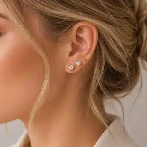گوشواره میخی نگین زیرکنیا و مروارید پک 8جفتی برند آی ام تحت لیسانس آلمان 041144 I AM