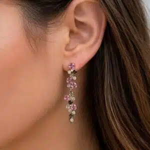 گوشواره نگین چندرنگ آویزدار برند آی ام تحت لیسانس آلمان 084833 I AM